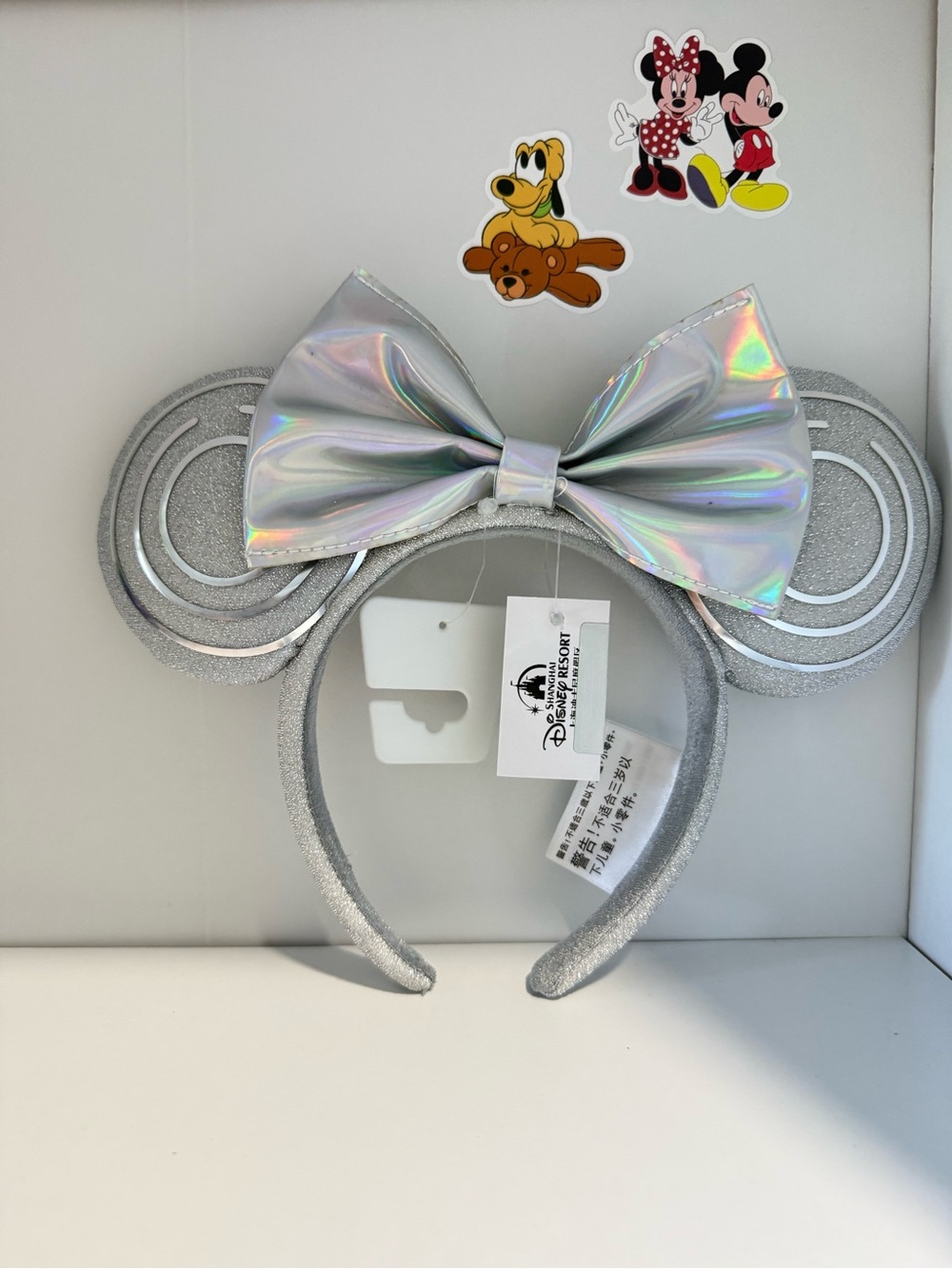 Disney Silver Holographic Bow Minnie Ears Headband